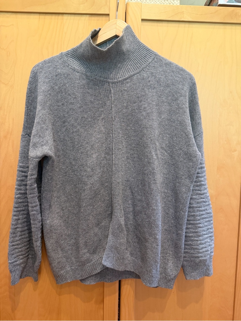 Cashmere Blend Classic Gray Turtleneck Women's Sweater